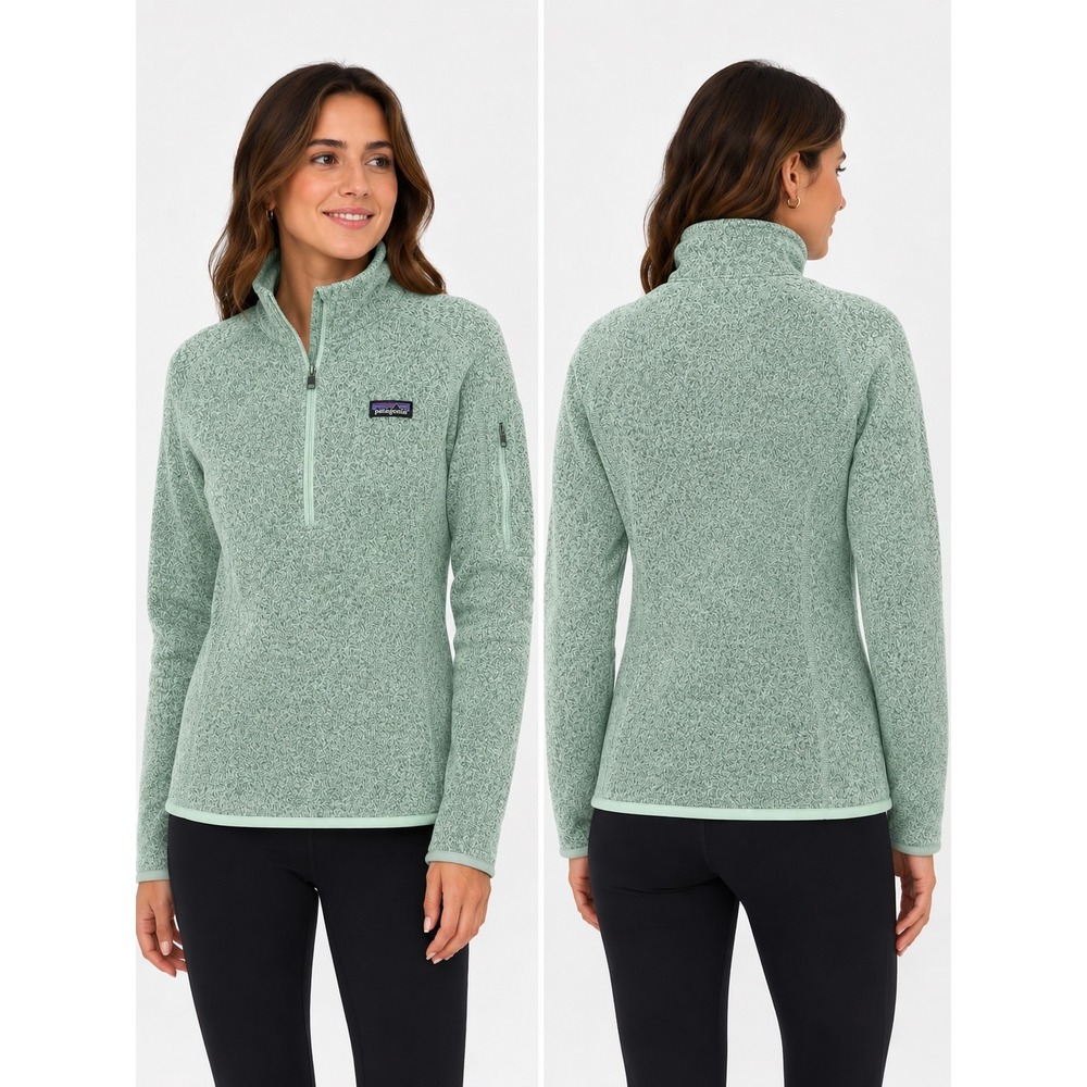 Patagonia Better Sweater 1/4 Zip Pullover Fleece Heathered Light Blue Green M